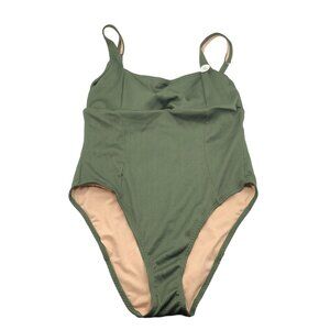 Cotton On Body Womens Green Ribbed One-Piece Swimsuit M
